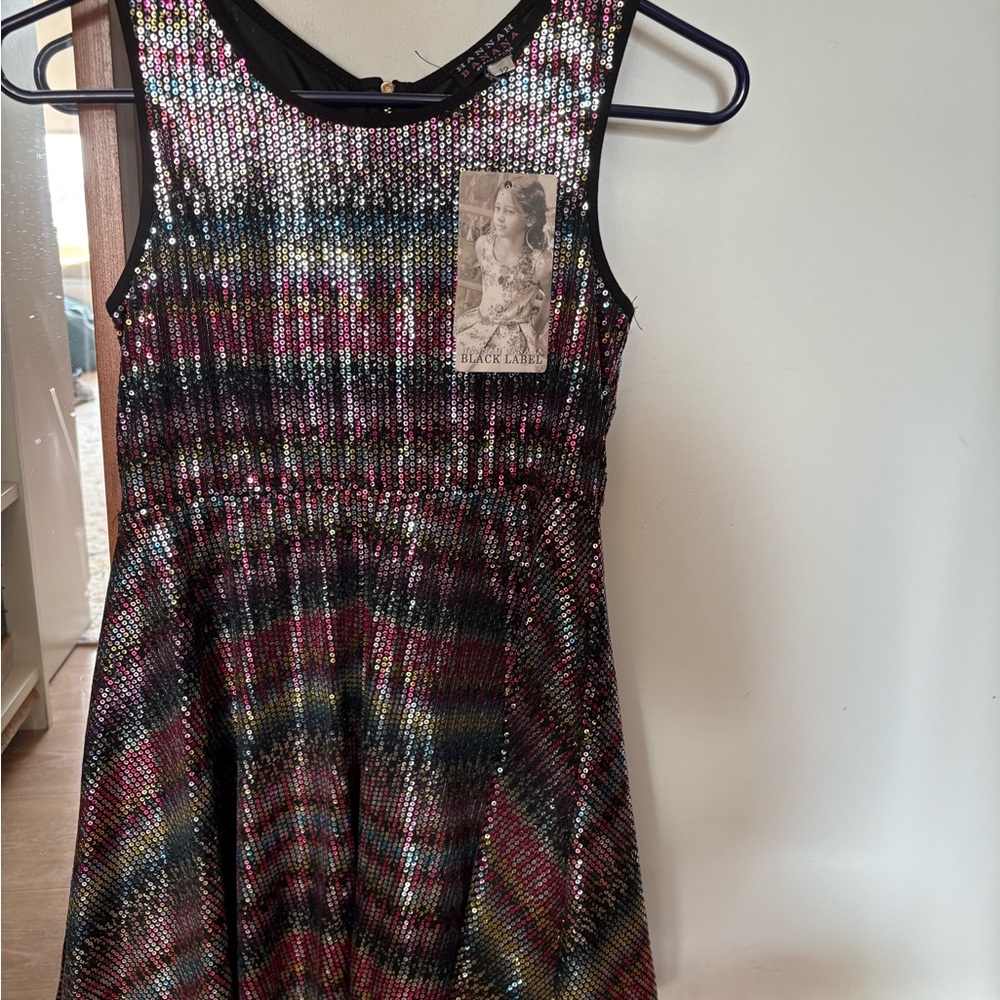 Hannah Banana Multicolor Sequin Kids Formal Dress Sz 12 NWT